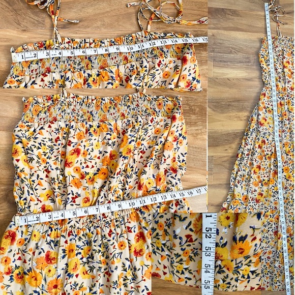 Lost + Wander Orange Yellow Floral Maxi Dress Boho Cottagecore Smocked Tiered L - Picture 12 of 12